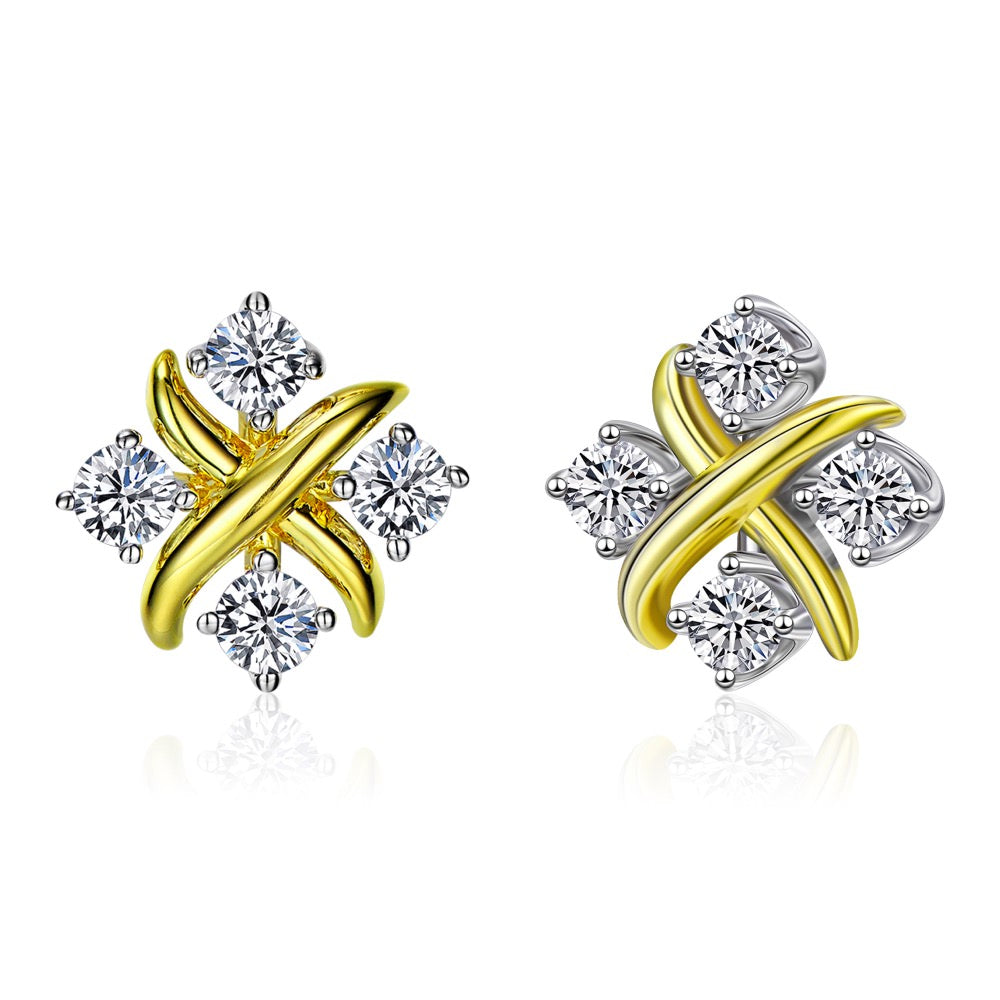 Crossed Diamond Earrings For Women Jewelry