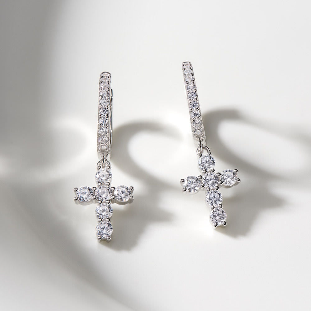 Mini cross earrings with diamonds For Women Jewelry
