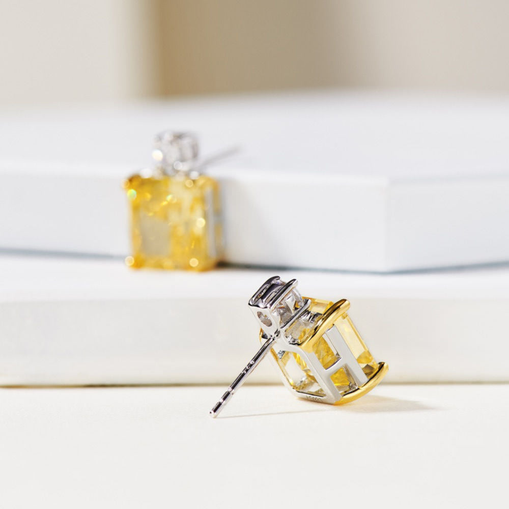 Rectangular Yellow Diamond Earring For Women Jewelry
