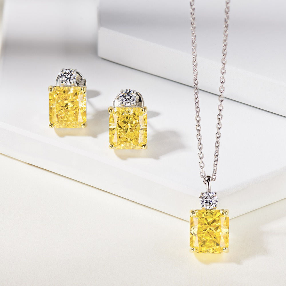 Rectangular Yellow Diamond Earring For Women Jewelry