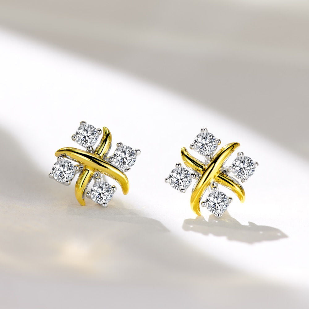 Crossed Diamond Earrings For Women Jewelry