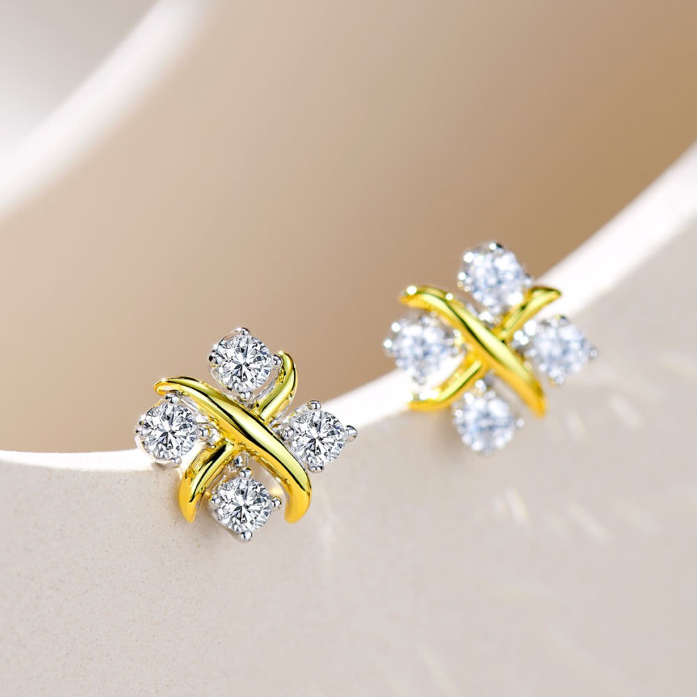 Crossed Diamond Earrings For Women Jewelry