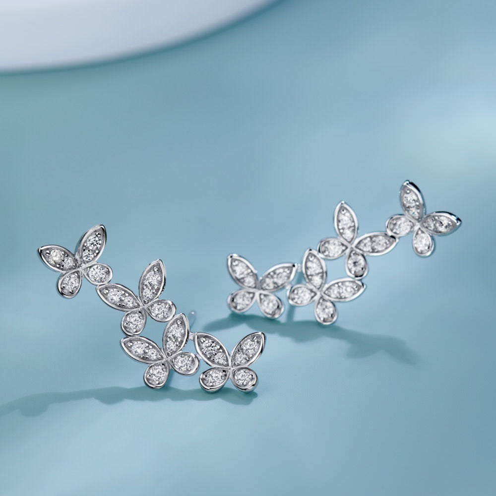 Mini Butterfly Diamond Earrings For Women Jewelry