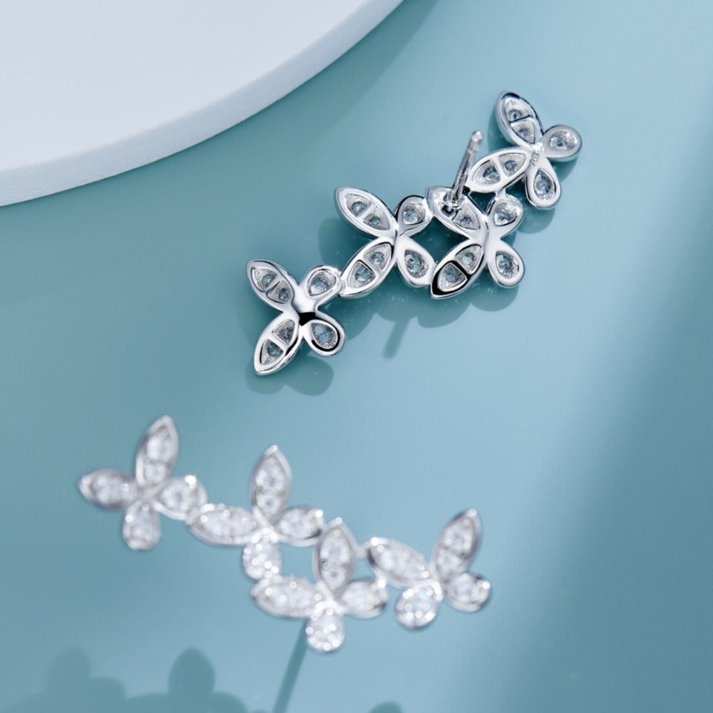 Mini Butterfly Diamond Earrings For Women Jewelry