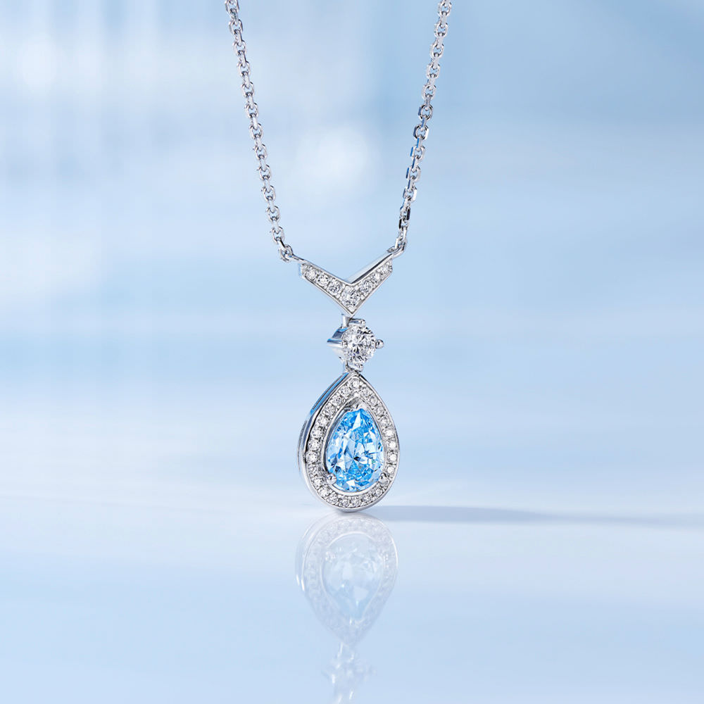 Blue Diamond Necklace For Women Jewelry