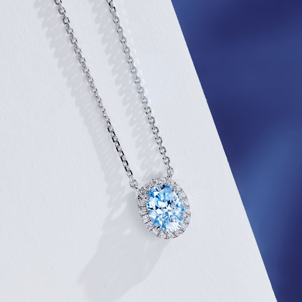 Aquamarine Diamond Necklace For Women Jewelry