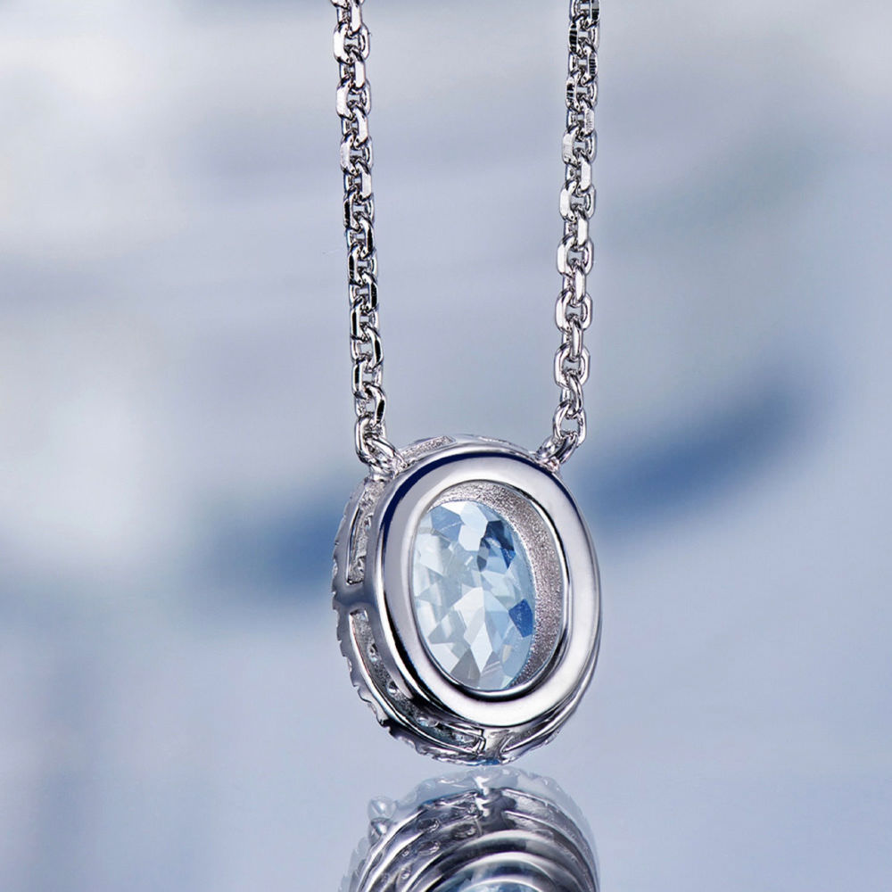 Aquamarine Diamond Necklace For Women Jewelry