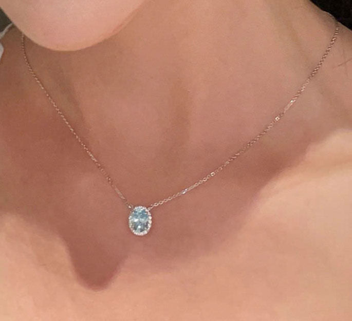 Aquamarine Diamond Necklace For Women Jewelry