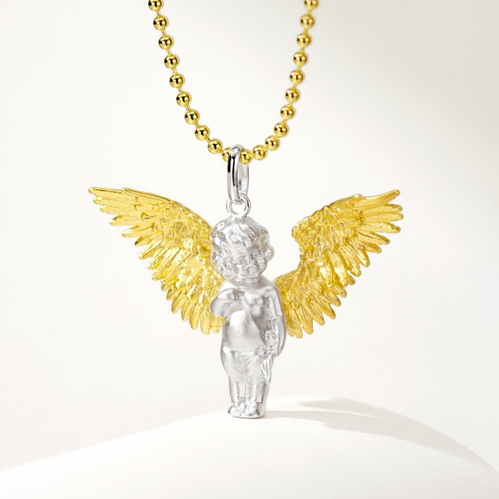 Finger Feart Cherub Necklace For Women Jewelry