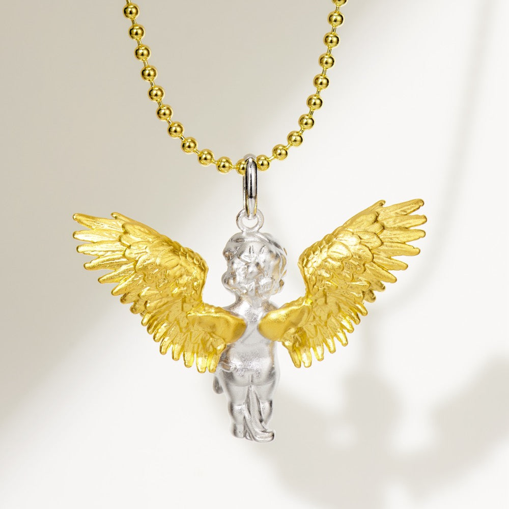Finger Feart Cherub Necklace For Women Jewelry