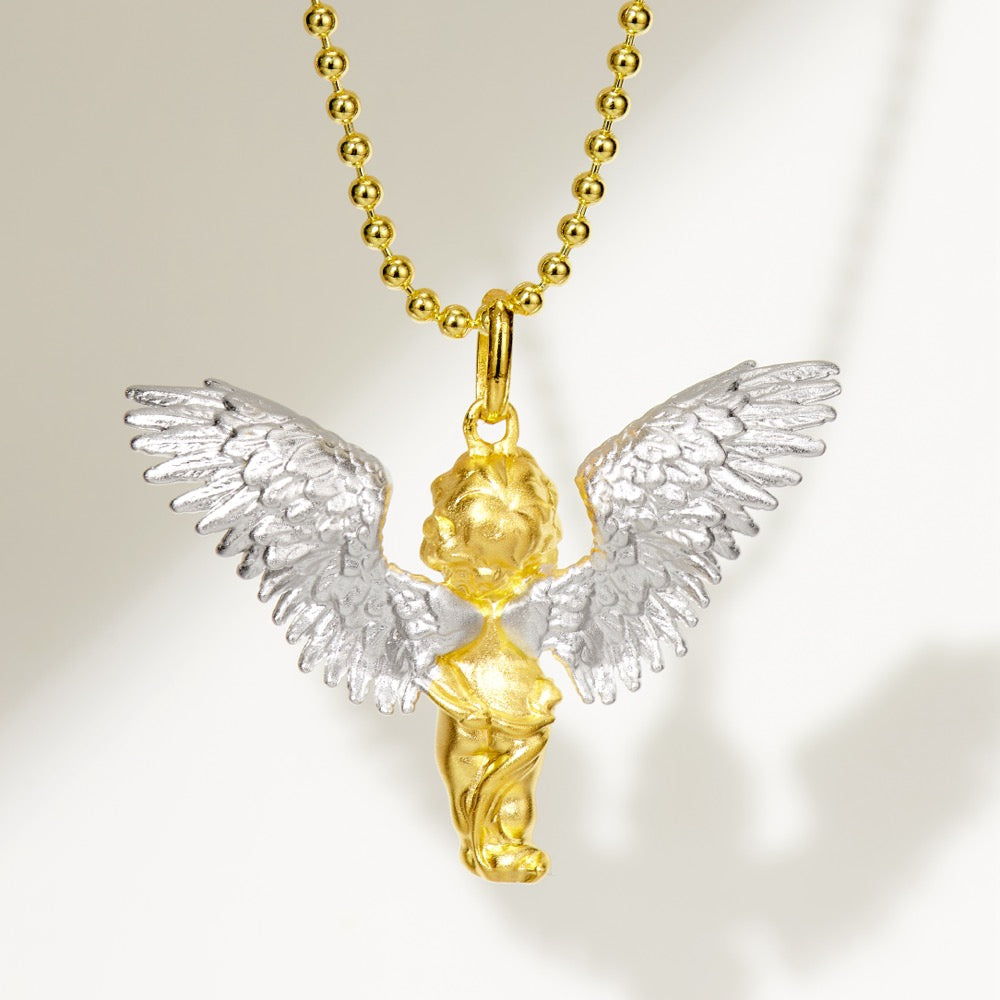 Flying Kiss Cherub Necklace For Women Jewelry
