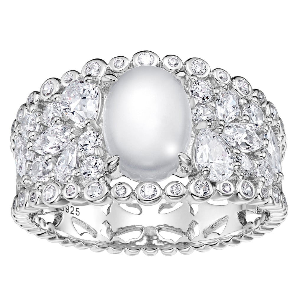 Water Foam Jade Skeleton Ring For Women Jewelry