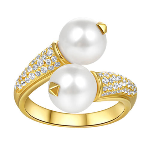 Double Pearl Ring For Women Jewelry