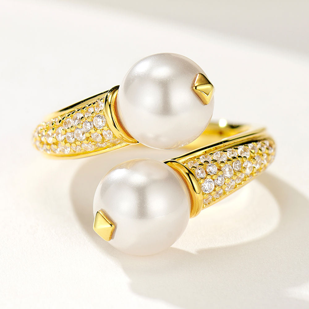 Double Pearl Ring For Women Jewelry