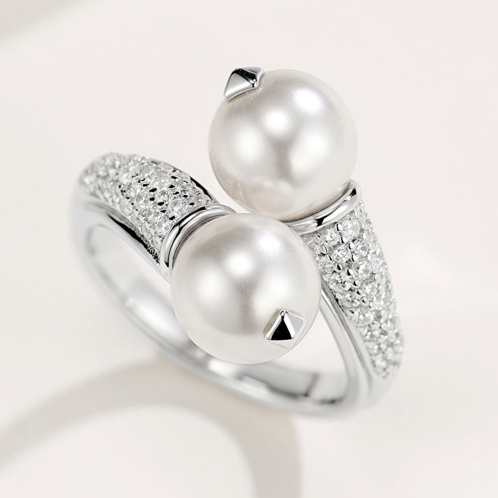 Double Pearl Ring For Women Jewelry