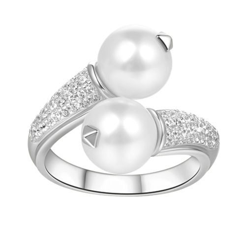 Double Pearl Ring For Women Jewelry