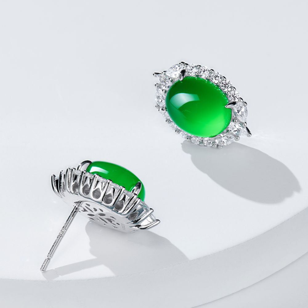 Egg-shaped Chrysoprase Earrings For Women Jewelry