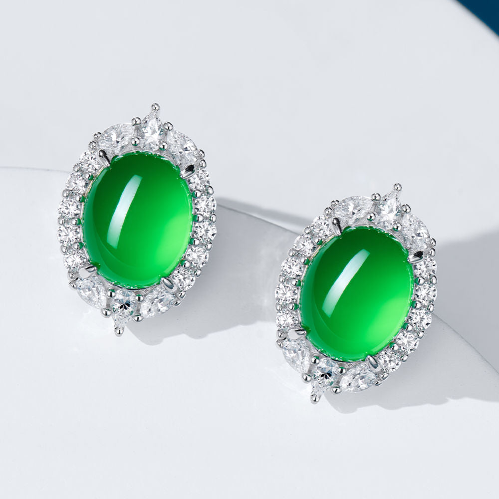 Egg-shaped Chrysoprase Earrings For Women Jewelry