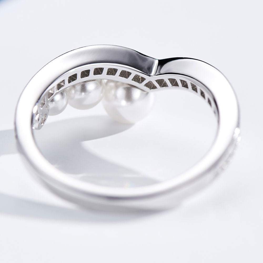 Half-Pearl Row Ring For Women Jewelry