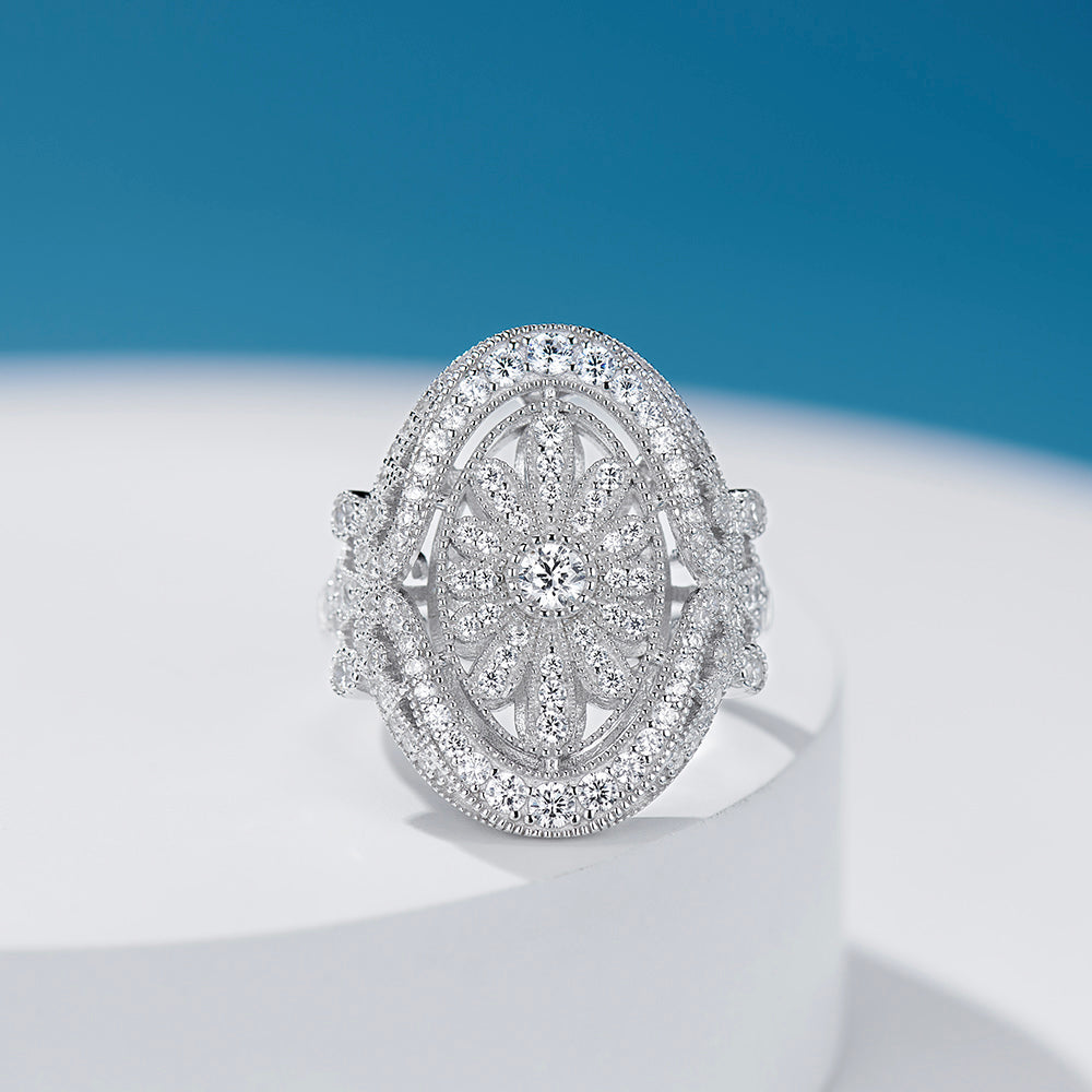Full Diamond Daisy Ring For Women Jewelry