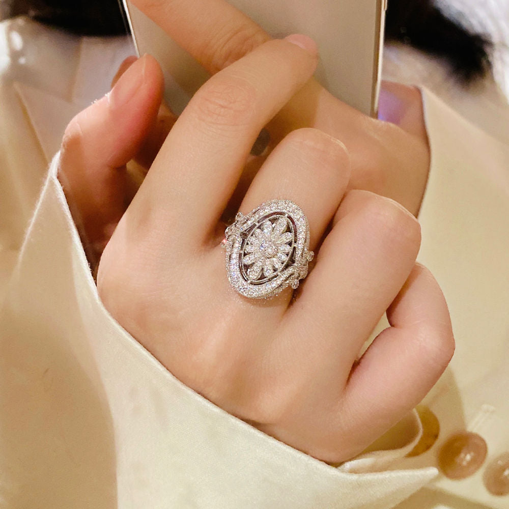 Full Diamond Daisy Ring For Women Jewelry
