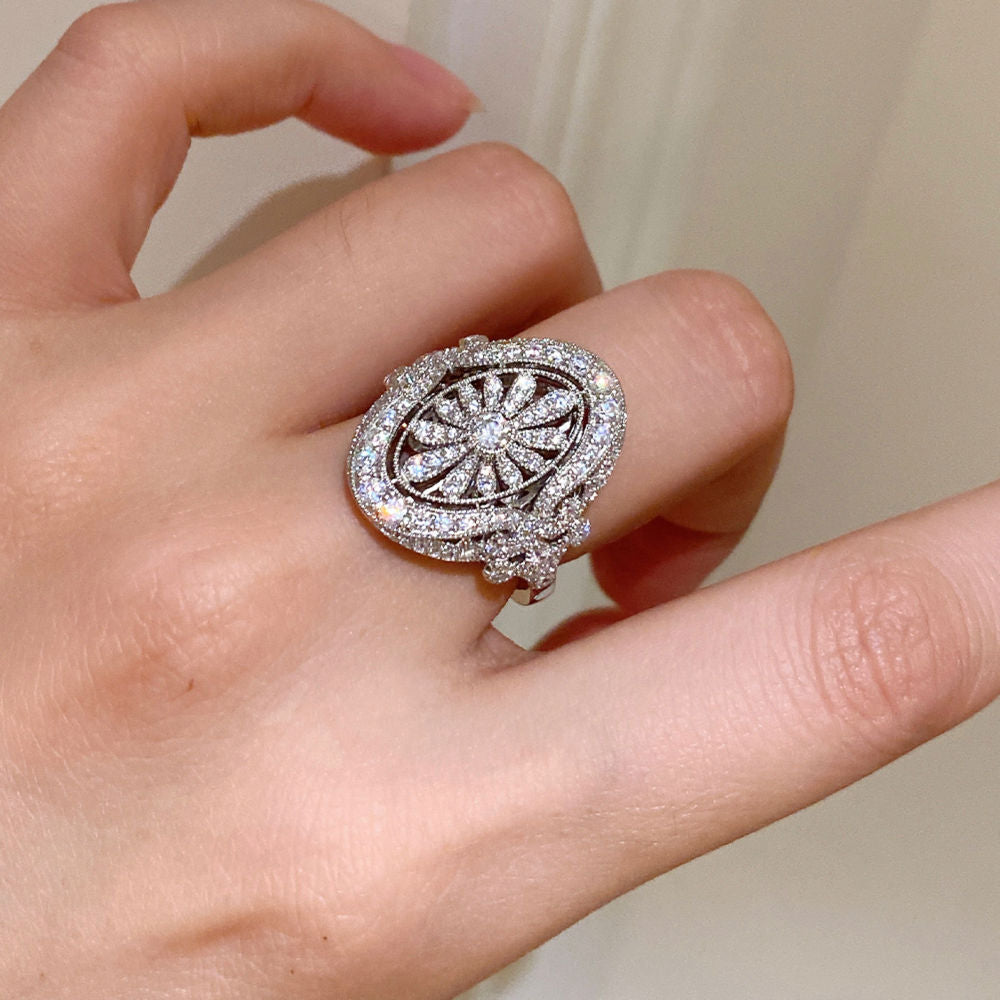 Full Diamond Daisy Ring For Women Jewelry