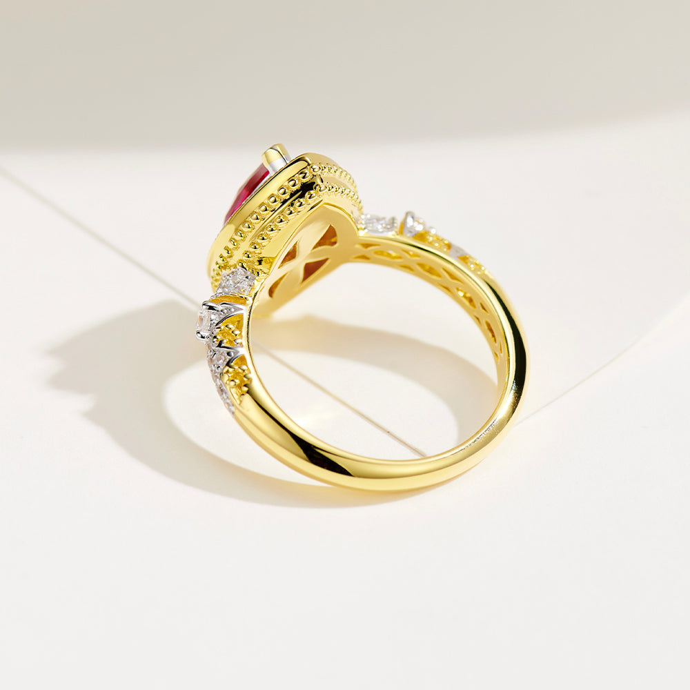 Red Corundum Ring For Women Jewelry