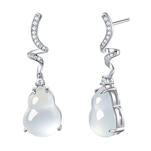 White Chalcedony Earrings For Women Jewelry