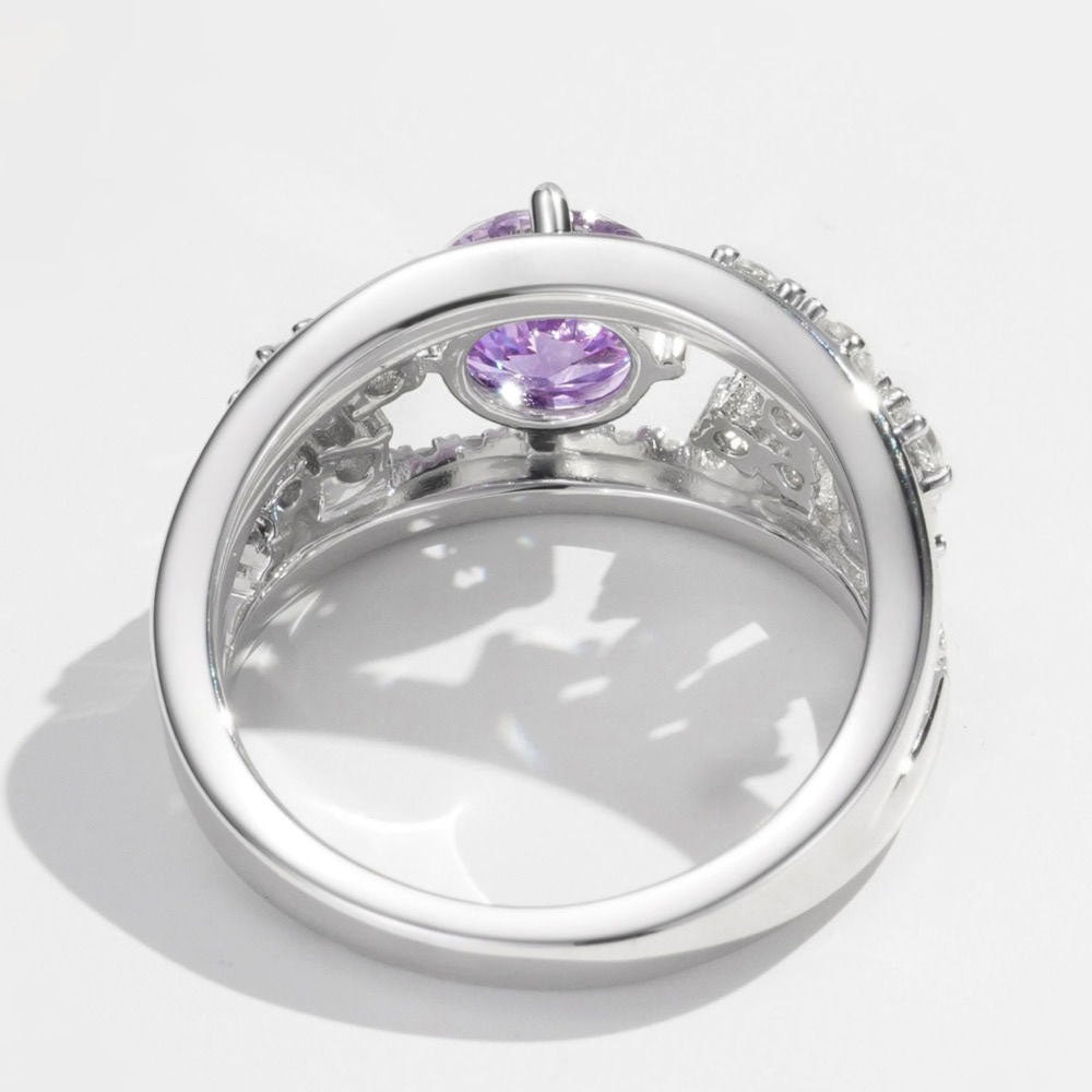 Flower Purple Diamond Ring For Women Jewelry