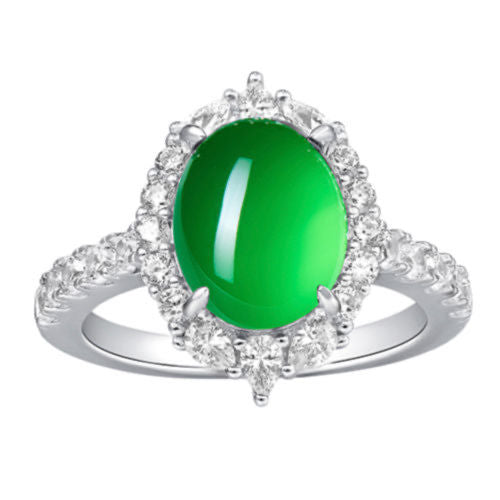 Chrysoprase Diamond Ring For Women Jewelry