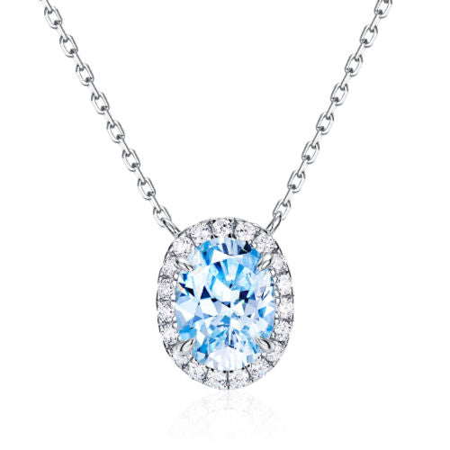 Aquamarine Diamond Necklace For Women Jewelry