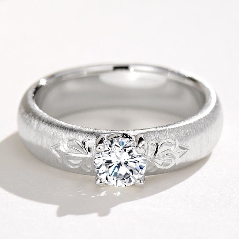 Carved And Brushed Ring For Women Jewelry
