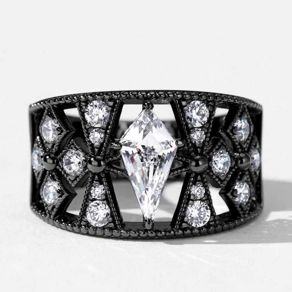 Black Lace Sword Ring For Women Jewelry