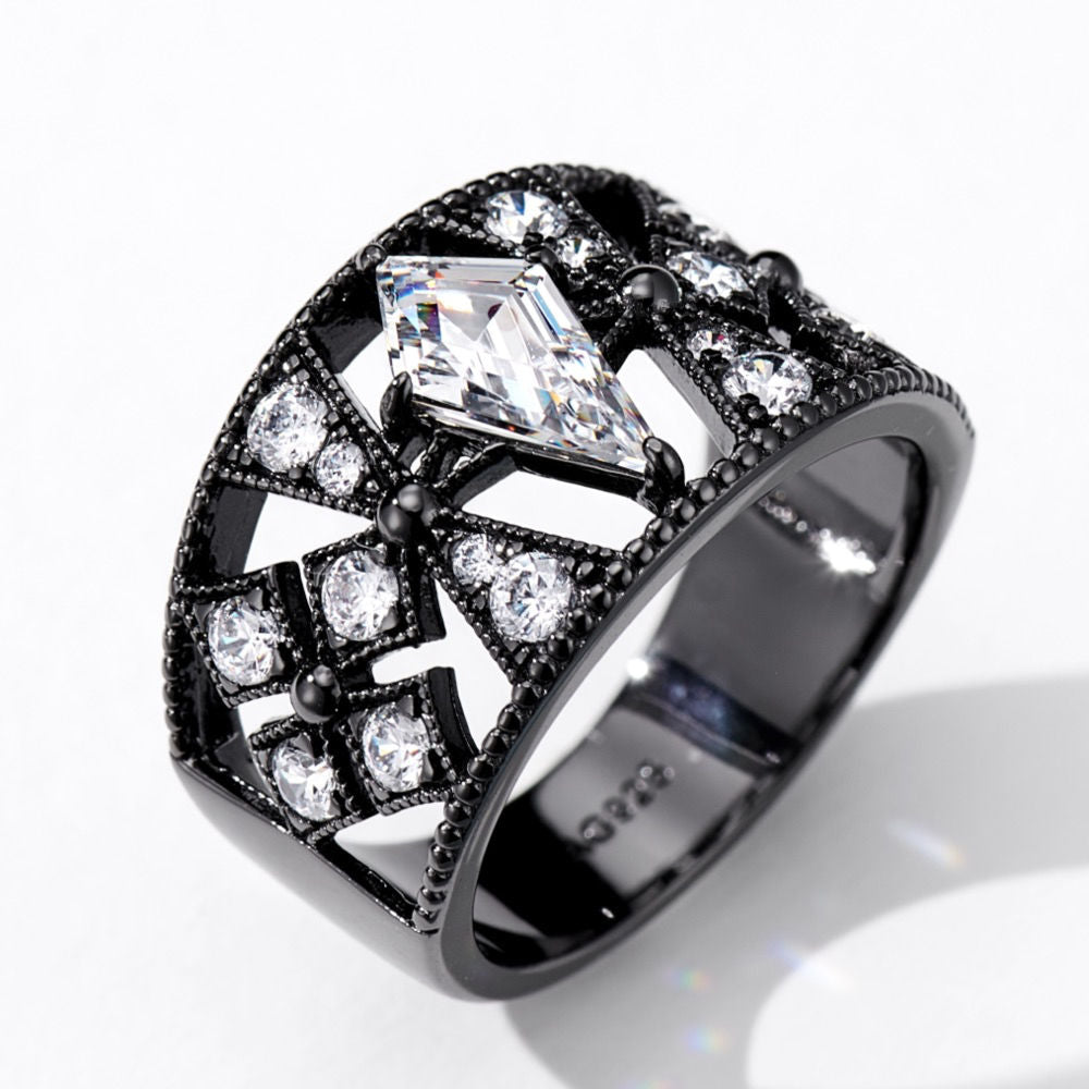 Black Lace Sword Ring For Women Jewelry