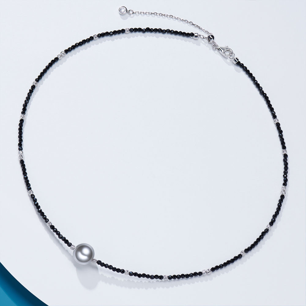 Black Spinel Pearl Necklace For Women Jewelry