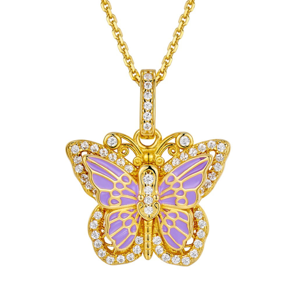 Enamel Butterfly Necklace For Women Jewelry