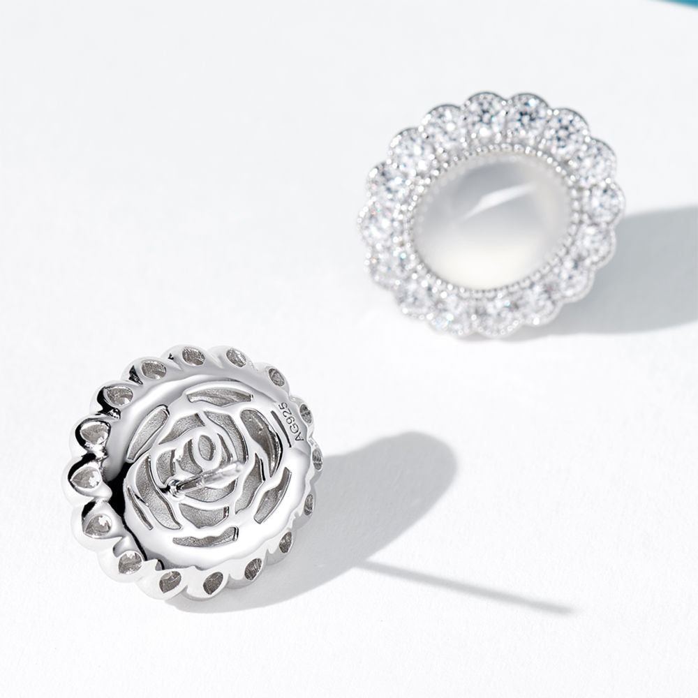 White Chalcedony Stud Earrings For Women Jewelry