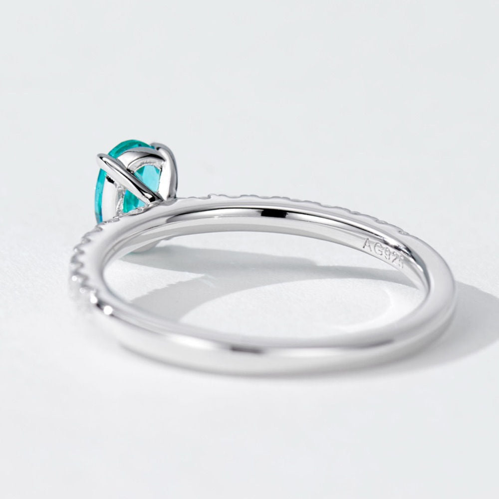Egg-shaped Paraiba Diamond Ring For Women Jewelry