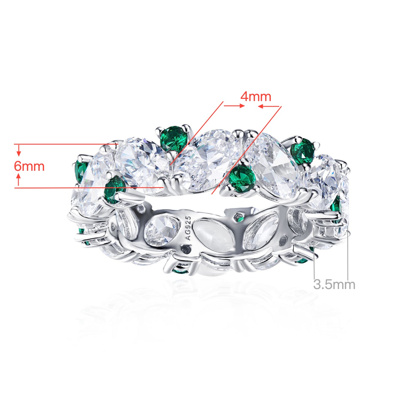Green Spinel Intercolor Ring For Women Jewelry