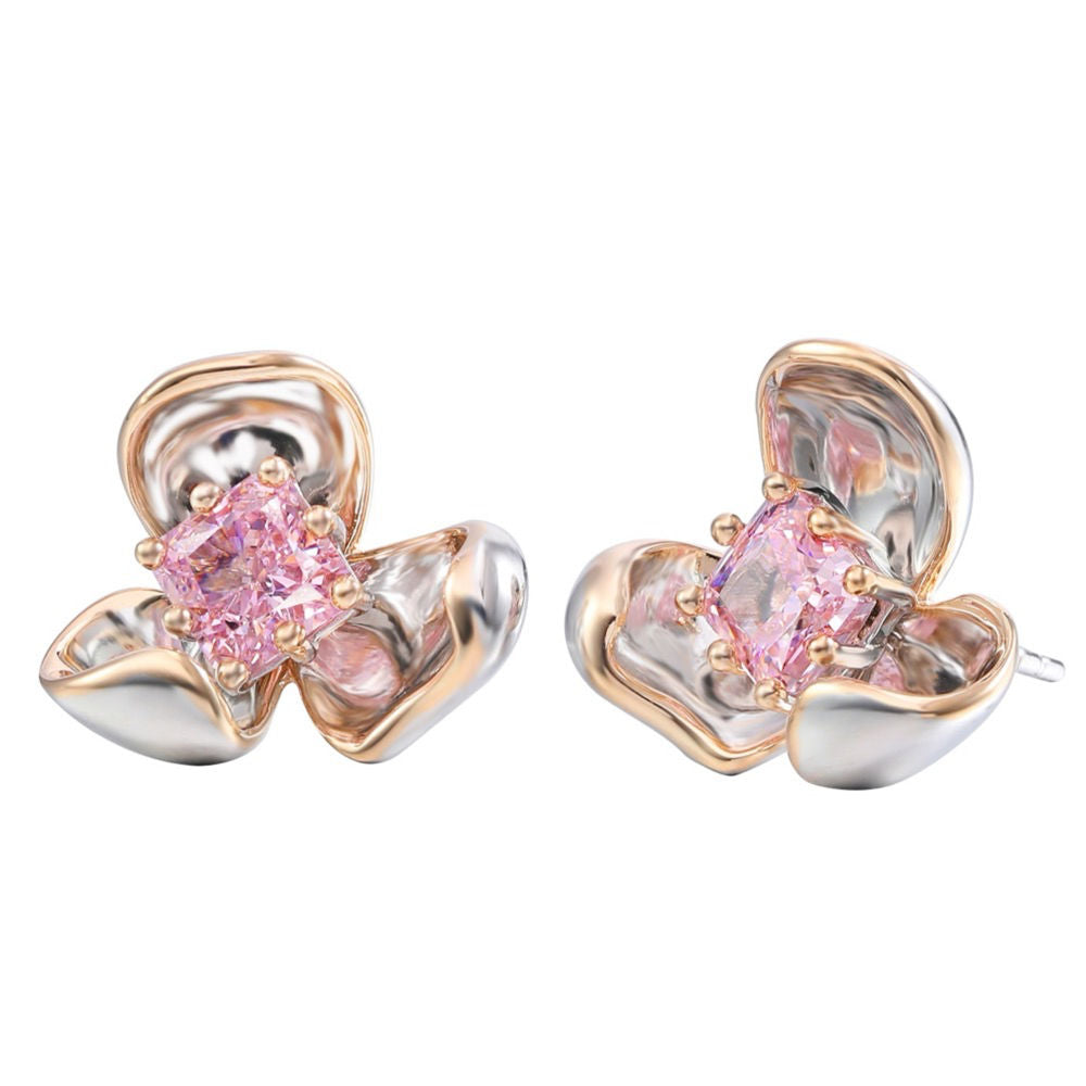 Petal Pink Diamond Earrings For Women Jewelry
