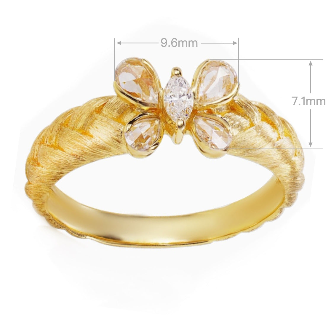Brushed Butterfly Ring For Women Jewelry