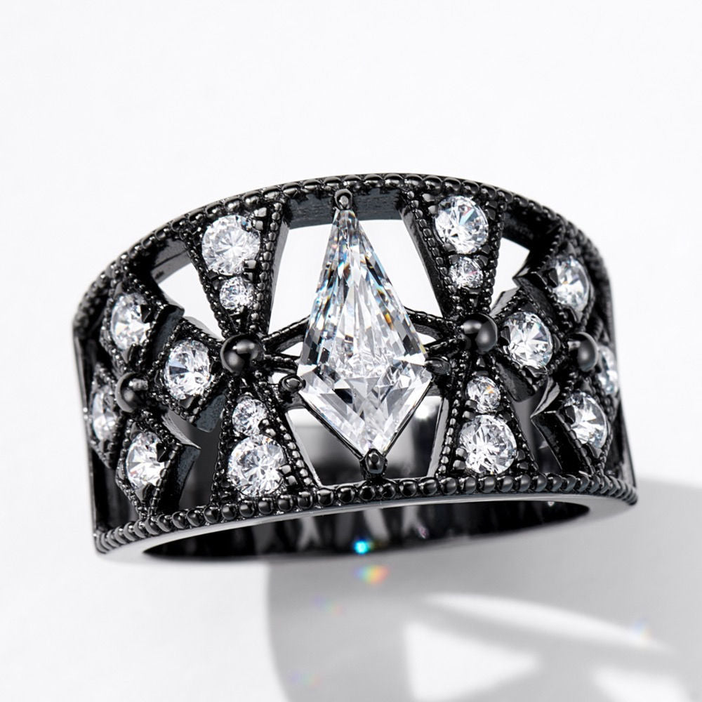 Black Lace Sword Ring For Women Jewelry