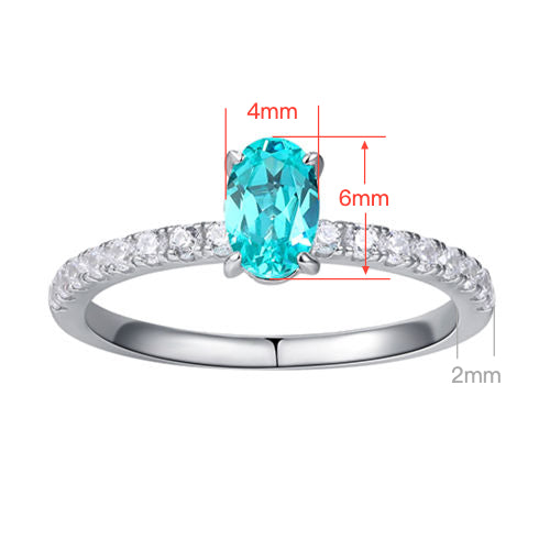 Egg-shaped Paraiba Diamond Ring For Women Jewelry