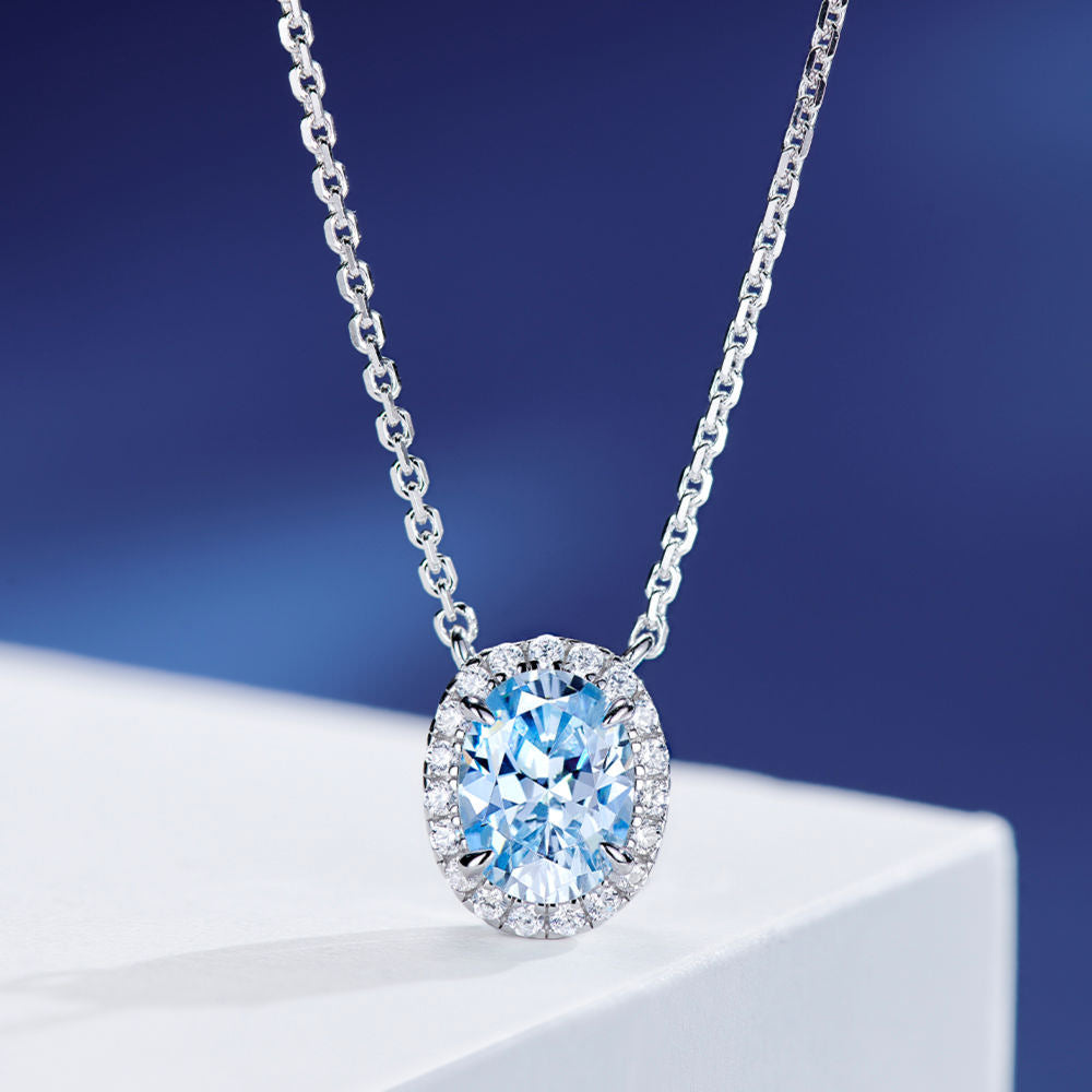 Aquamarine Diamond Necklace For Women Jewelry