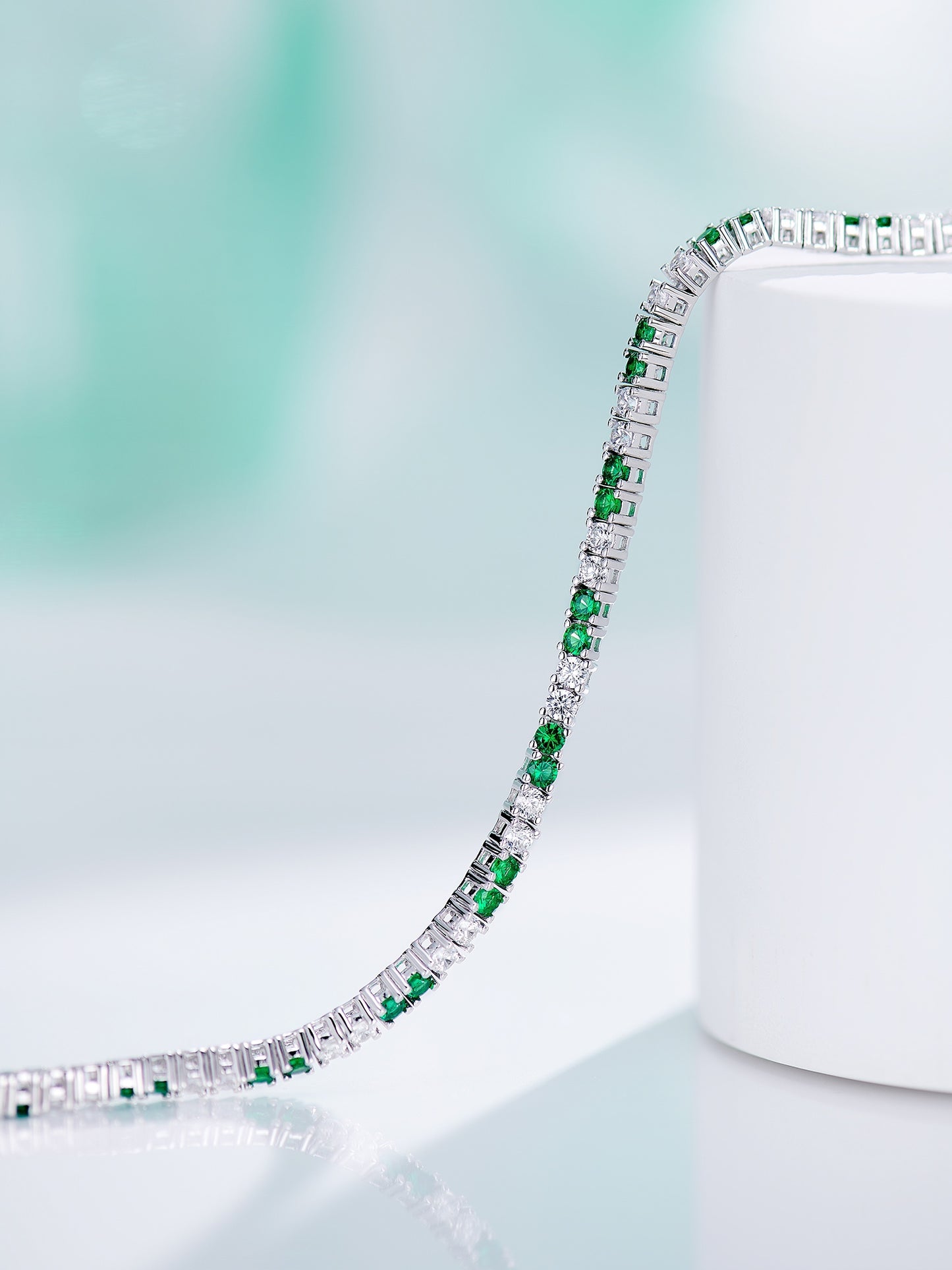 Intercolored Green Spinel Bracelet For Women Jewelry