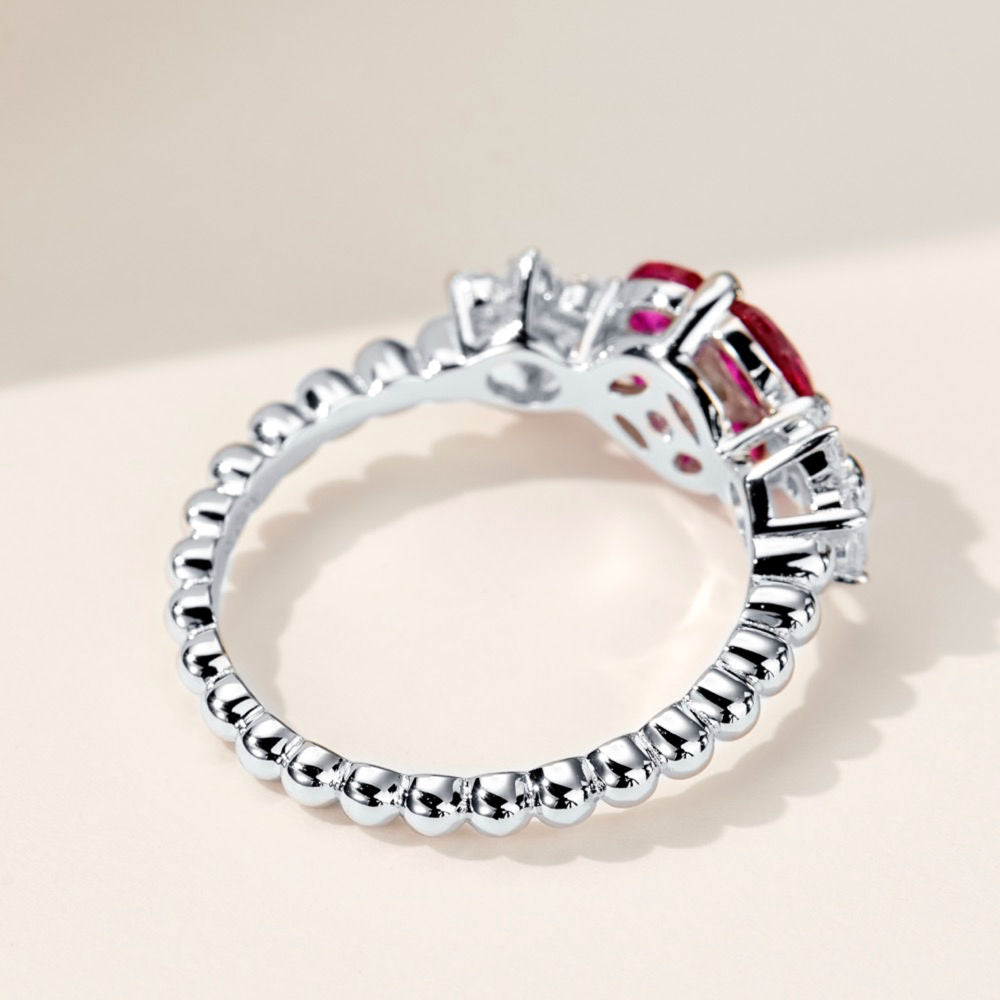 Ruby Petal Ring For Women Jewelry