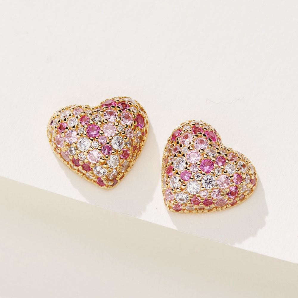 Love Gradient Pink Diamond Earrings For Women Jewelry