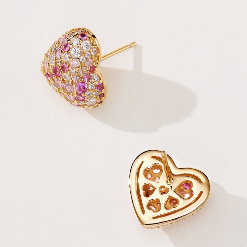 Love Gradient Pink Diamond Earrings For Women Jewelry