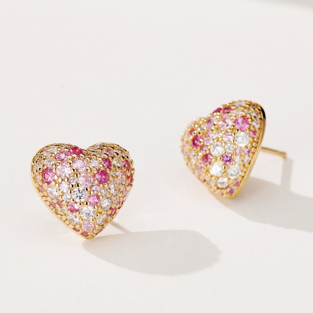 Love Gradient Pink Diamond Earrings For Women Jewelry