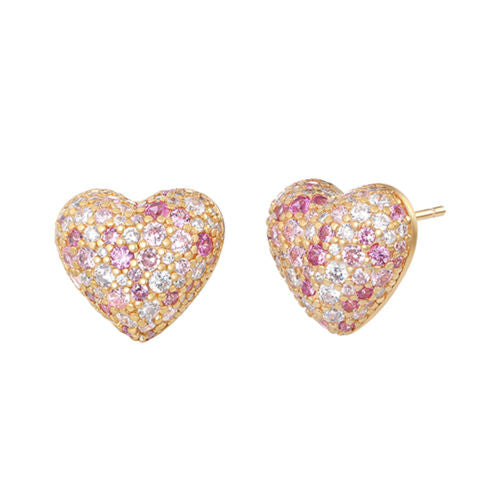 Love Gradient Pink Diamond Earrings For Women Jewelry